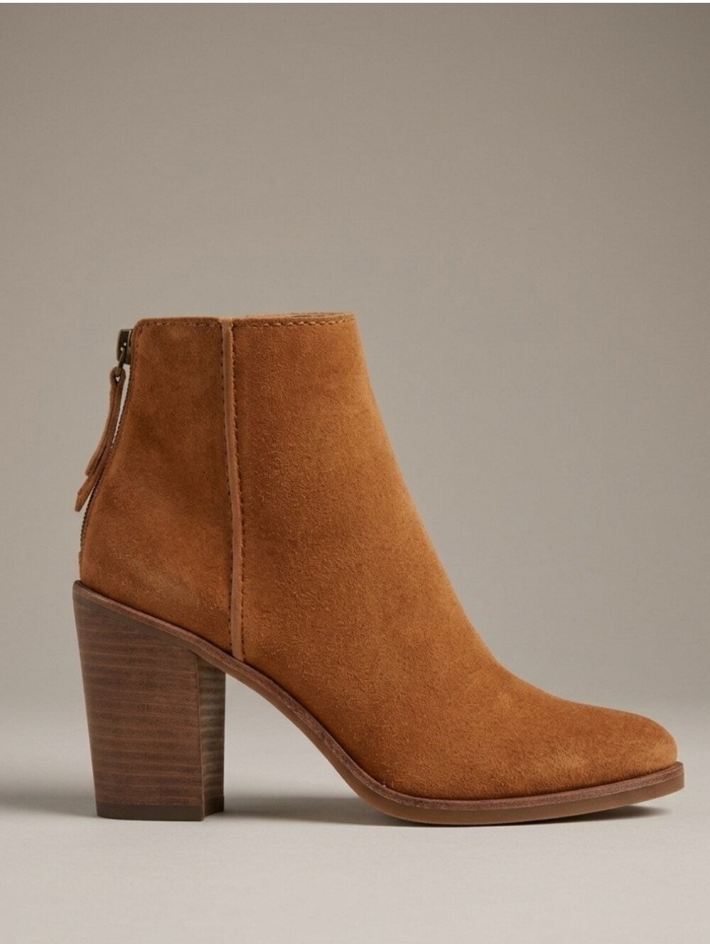 Genuine Leather Suede Tan Brown Camel Ankle Boots